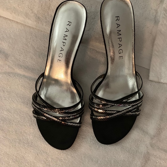 “RAMPAGE”🌹SUPER SEXY🖤 BLACK W/RHINESTONES HEELS - Picture 1 of 12